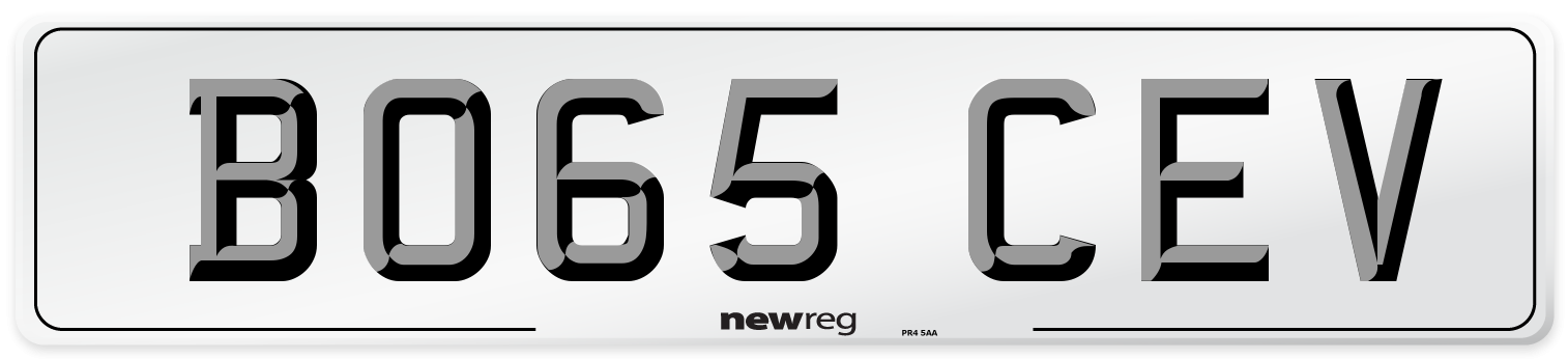 BO65 CEV Number Plate from New Reg